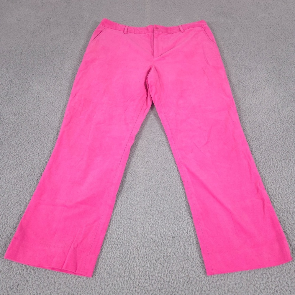Lauren Ralph Lauren Pants Womens 16 Pink Wide Leg Stretch High Rise Corduroy
